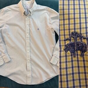 Brooks Brothers Non Iron Supima‎ Cotton Gingham Button Down Shirt Mens Large